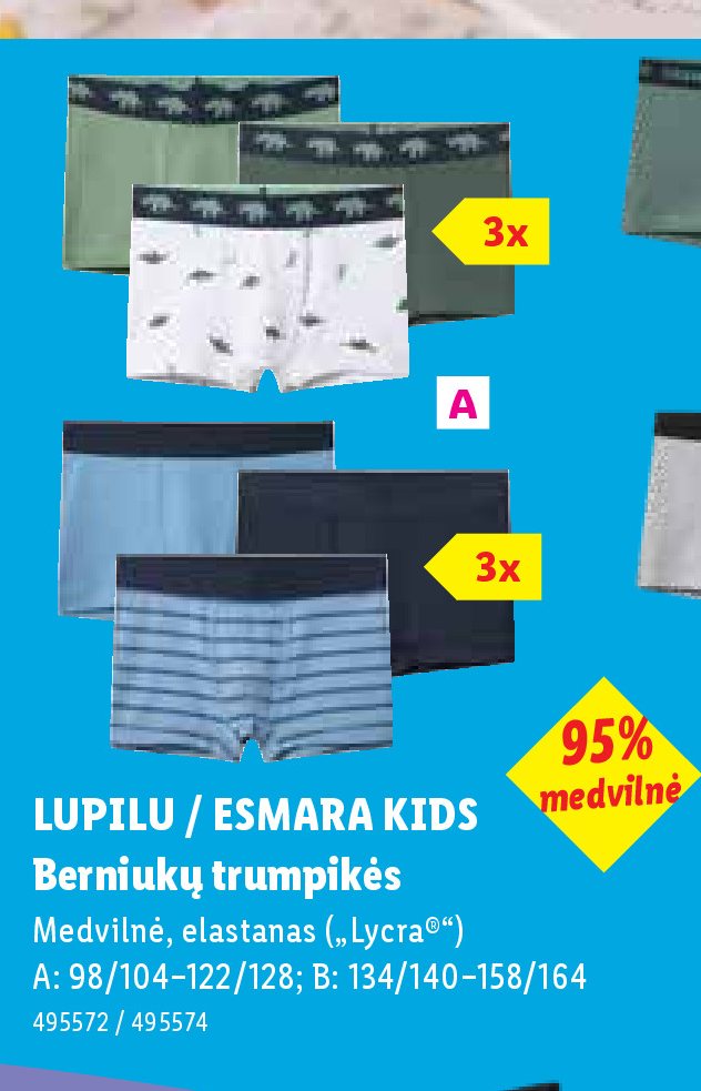 LUPILU / ESMARA KIDS Berniukų trumpikės, 3 vnt