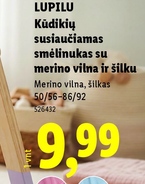 LUPILU Kūdikių susiaučiamas smėlinukas su merino vilna ir šilku