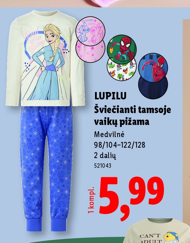 LUPILU Šviečianti tamsoje vaikų pižama