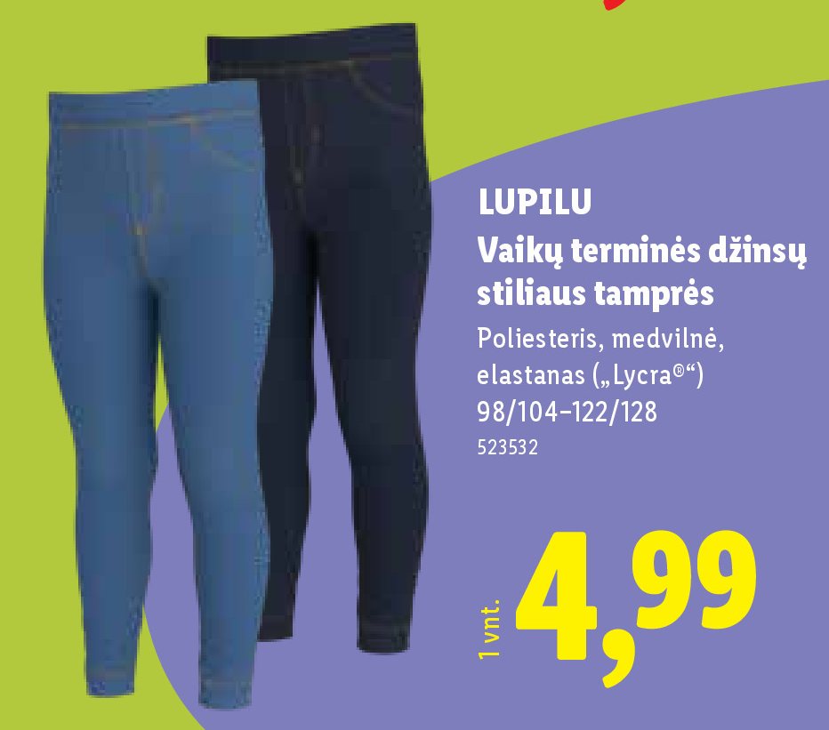 LUPILU Vaikų terminės džinsų stiliaus tamprės
