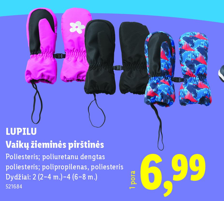 LUPILU Vaikų žieminės pirštinės, 4 m