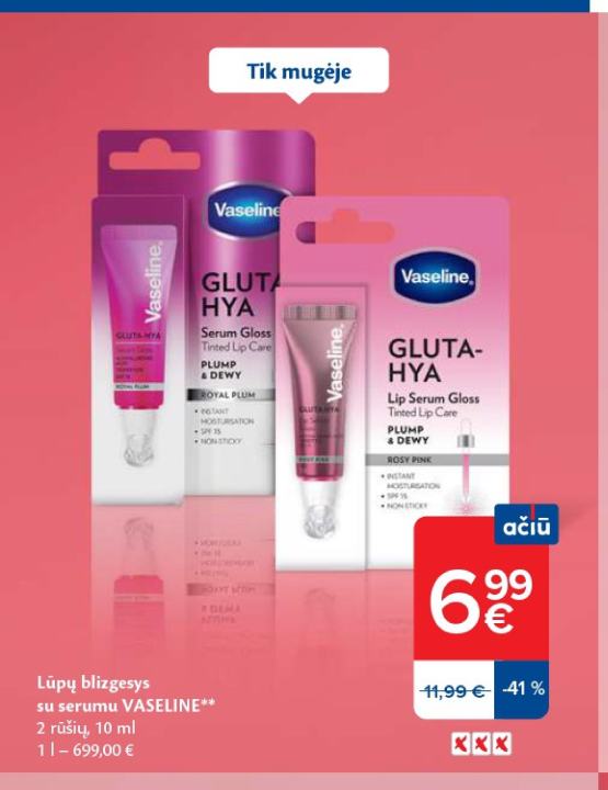 Lūpų blizgesys su serumu VASELINE, 10 ml