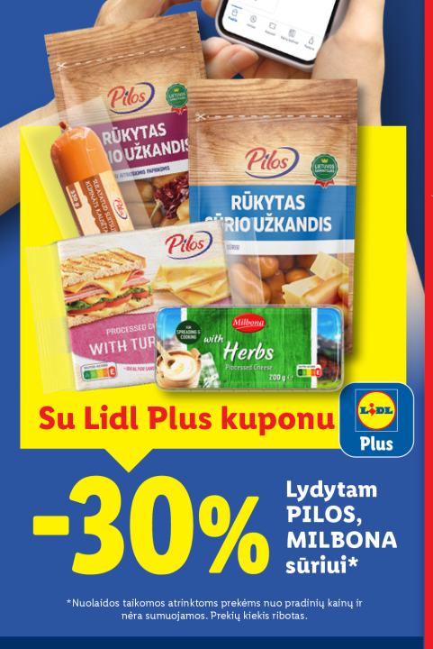 Lydytam PILOS, MILBONA sūriui