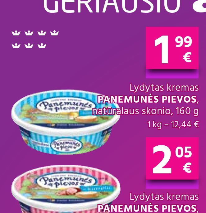 Lydytas kremas PANEMUNĖS PIEVOS, natūralaus skonio, 160 g