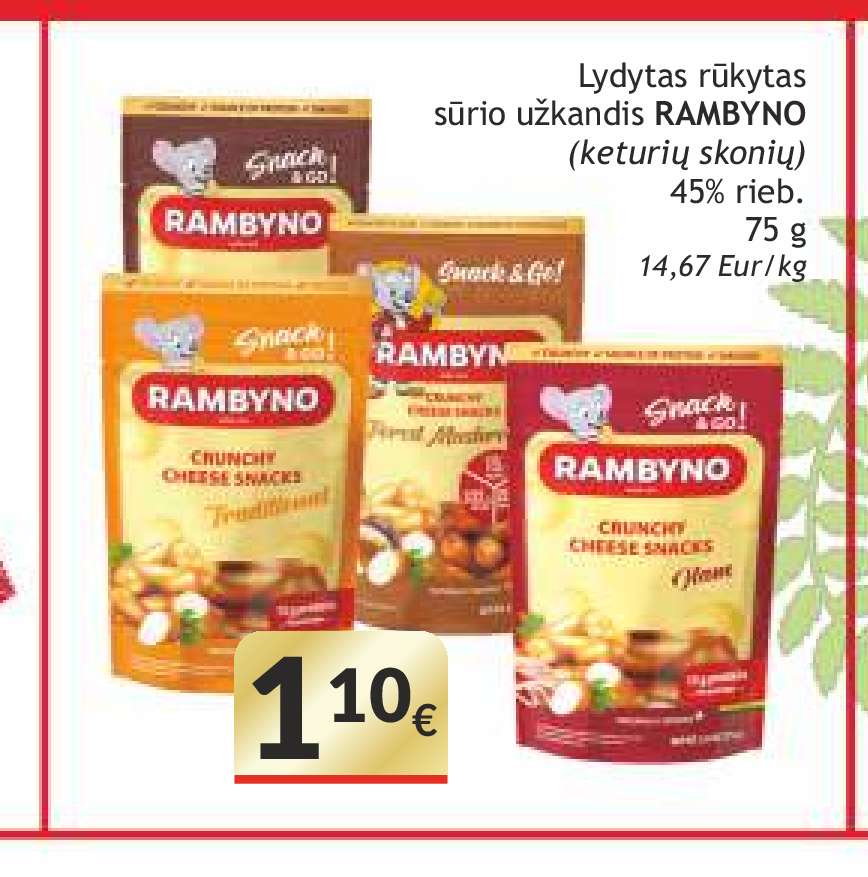 Lydytas rūkytas sūrio užkandis RAMBYNO (keturių skonių), 75 g