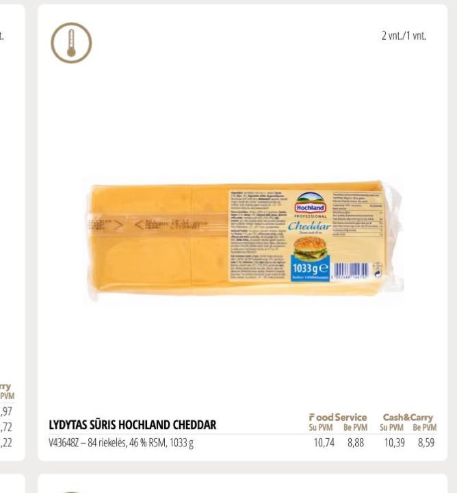 LYDYTAS SŪRIS HOCHLAND CHEDDAR, 1033 g