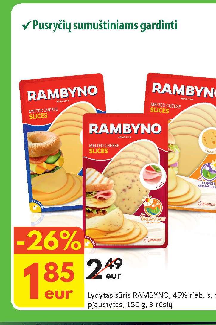 Lydytas sūris RAMBYNO, 150 g