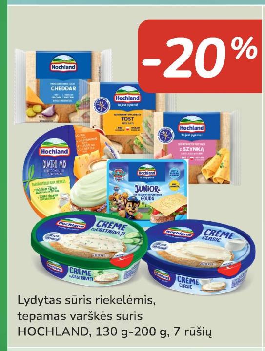 Lydytas sūris riekelėmis, tepamas varškės sūris, 130 g-200 g