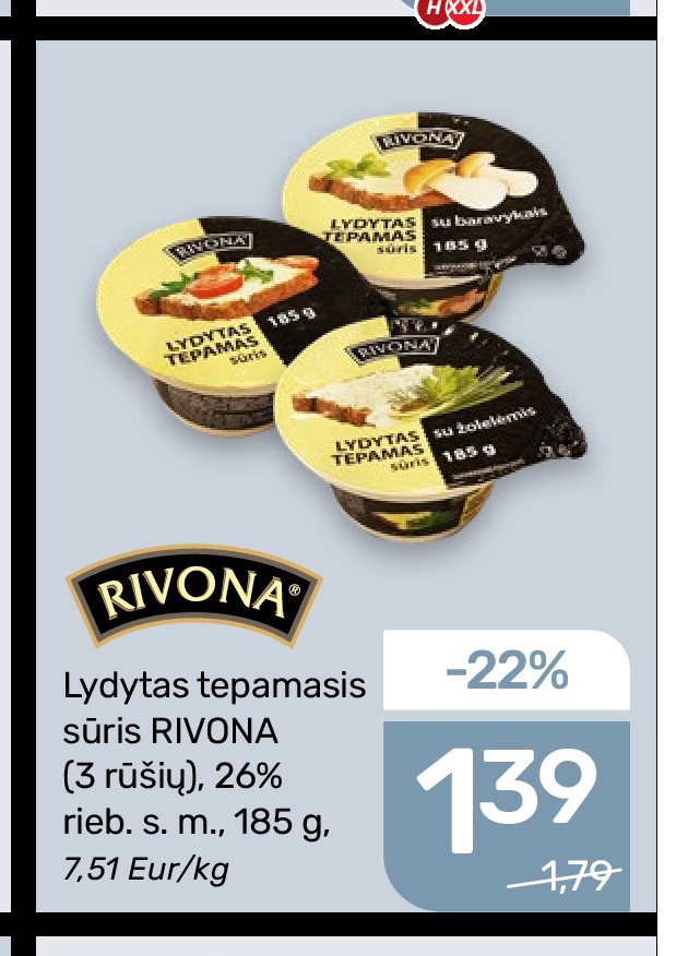 Lydytas tepamasis sūris RIVONA, 185 g