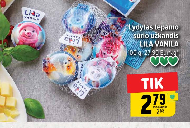 Lydytas tepamo sūrio užkandis LILA VANILA, 100 g