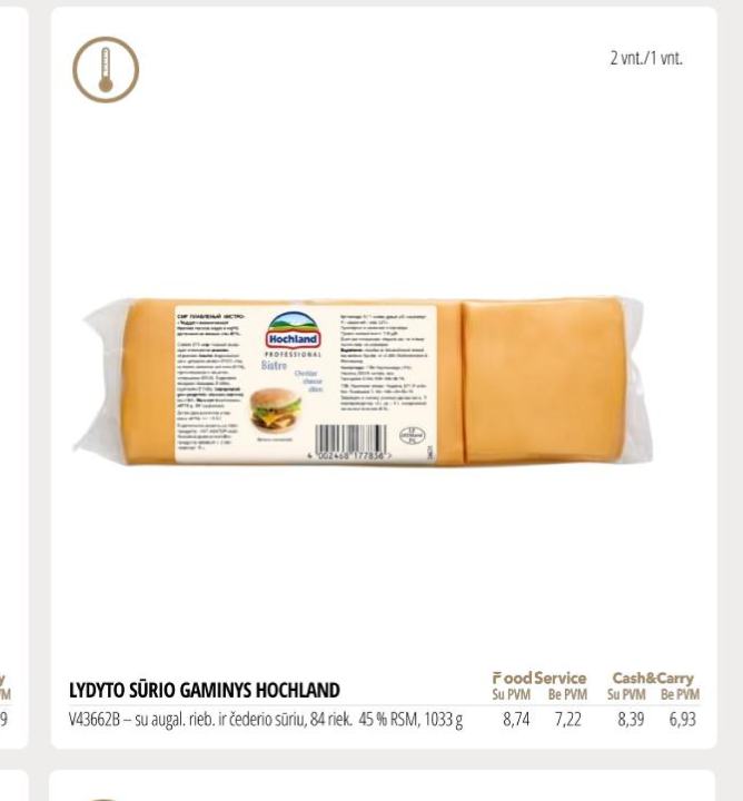 LYDYTO SŪRIO GAMINYS HOCHLAND, 1033 g