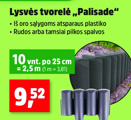 Lysvės tvorelė „Palisade“, 10 vnt