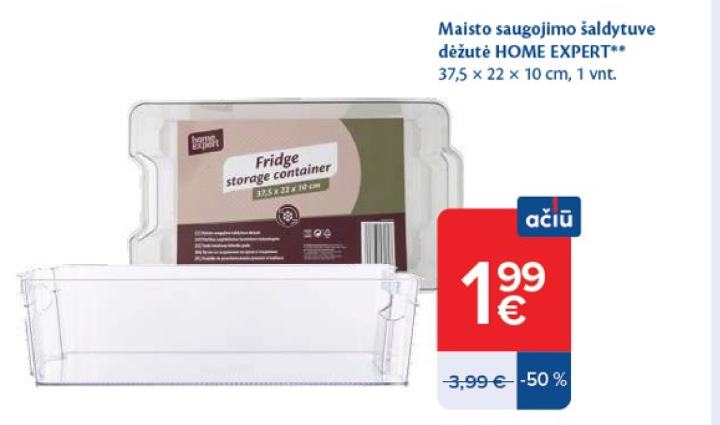 Maisto saugojimo šaldytuve dėžutė HOME EXPERT, 22 x 10 cm