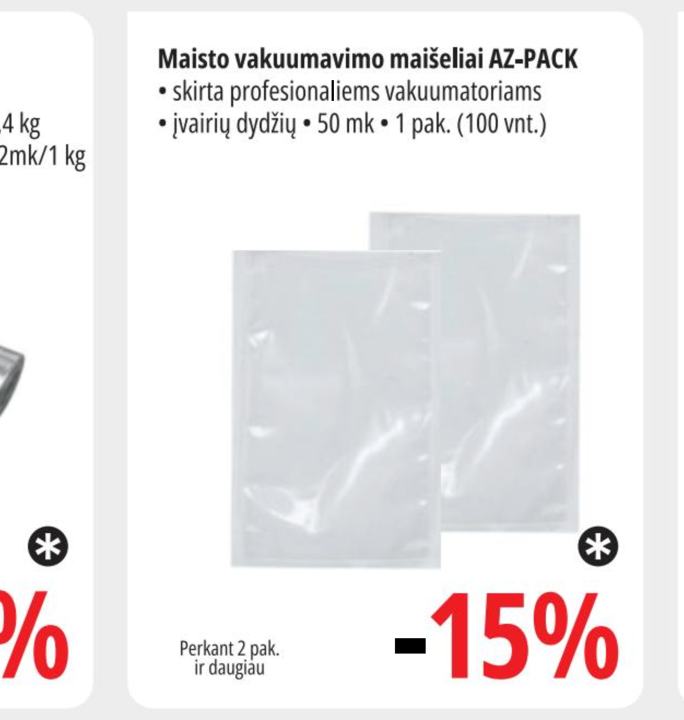 Maisto vakuumavimo maišeliai AZ-PACK, 1 pak.