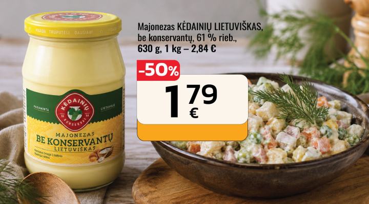 Majonezas KĖDAINIŲ LIETUVIŠKAS, 630 g