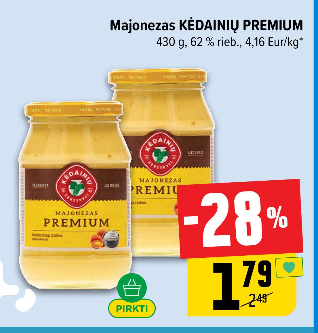 Majonezas KĖDAINIŲ PREMIUM, 430 g