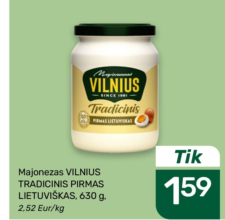Majonezas VILNIUS TRADICINIS PIRMAS LIETUVIŠKAS, 630 g