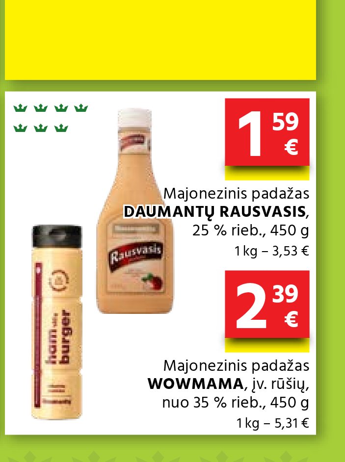 Majonezinis padažas DAUMANTŲ RAUSVASIS, 450 g