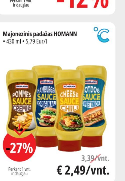 Majonezinis padažas HOMANN, 430 ml