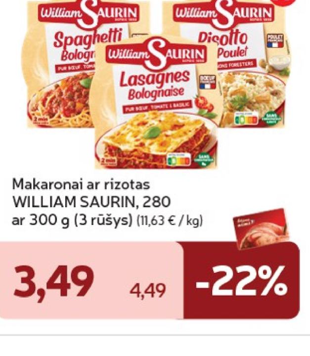 Makaronai ar rizotas WILLIAM SAURIN, 300 g