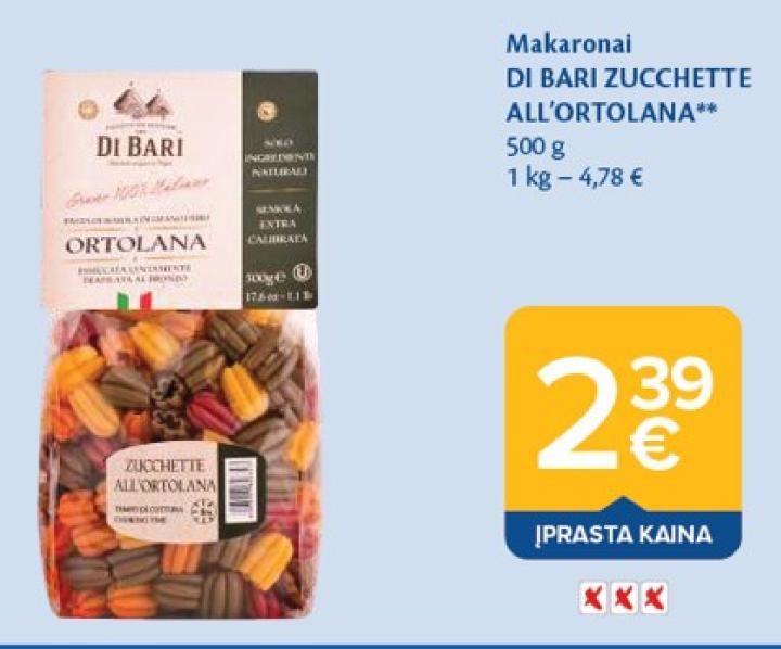 Makaronai DI BARI ZUCCHETTE ALL'ORTOLANA, 500 g