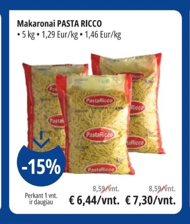 Makaronai PASTA RICCO, 5 kg