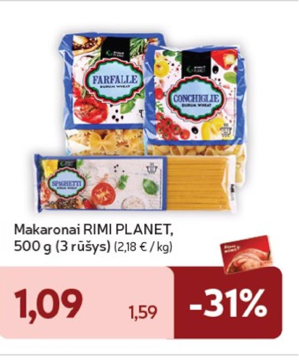 Makaronai RIMI PLANET, 500 g