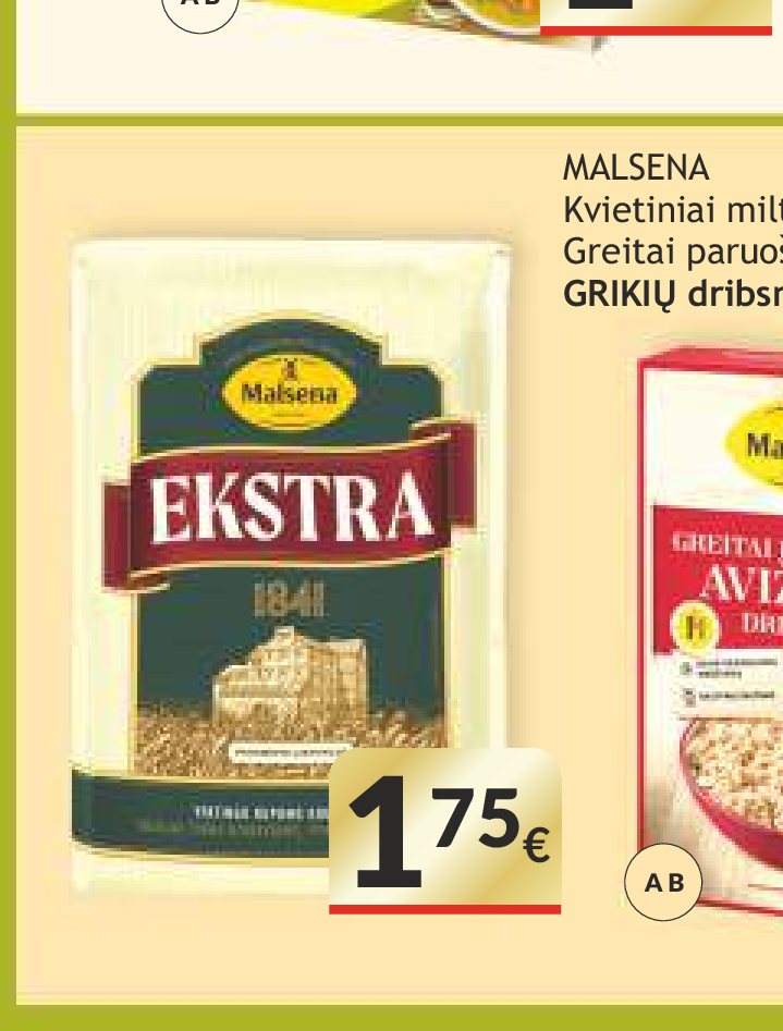 MALSENA Kvietiniai miltai EKSTRA 405 D, 1.75 kg