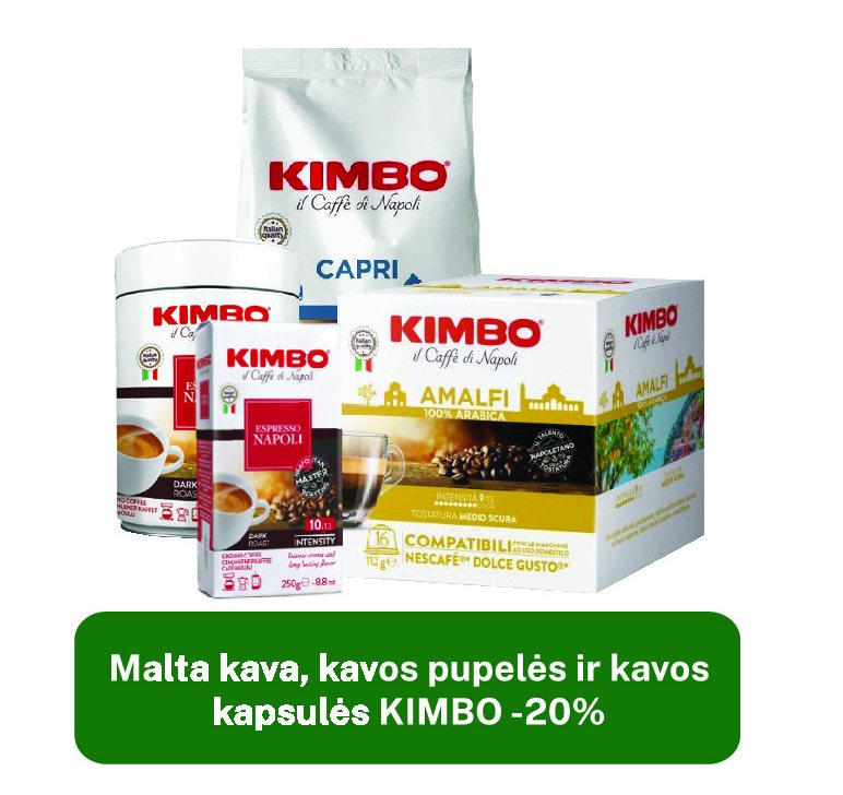 Malta kava, kavos pupelės ir kavos kapsulės KIMBO