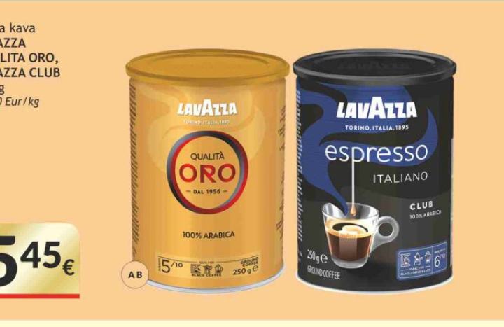Malta kava LAVAZZA QUALITA ORO, LAVAZZA CLUB, 250 g