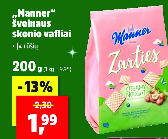 „Manner“ švelnaus skonio vafliai, 200 g