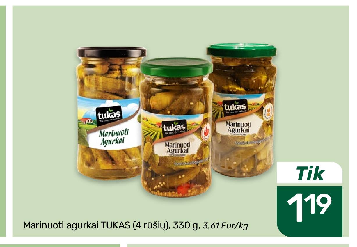 Marinoti agurkai TUKAS, 330 g