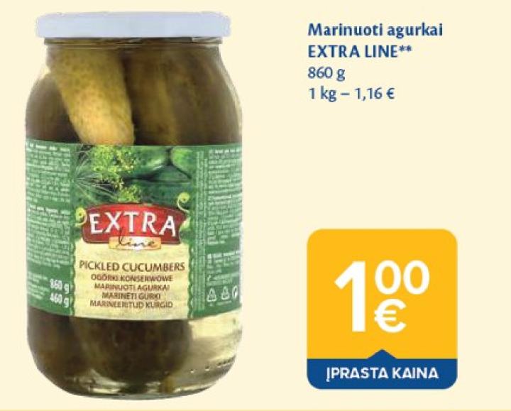 Marinuoti agurkai EXTRA LINE, 860 g