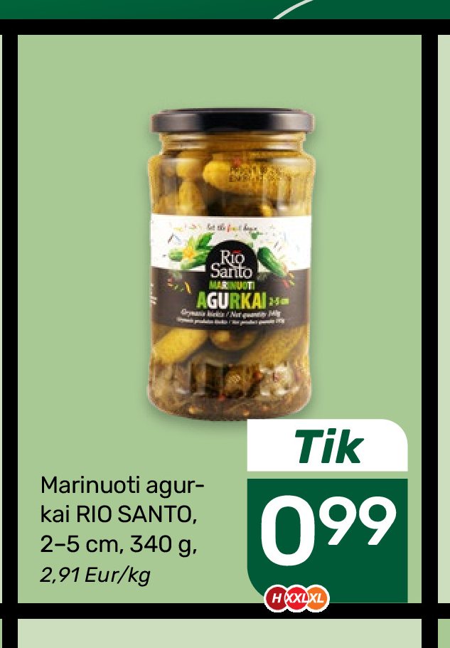 Marinuoti agurkai RIO SANTO, 5 cm