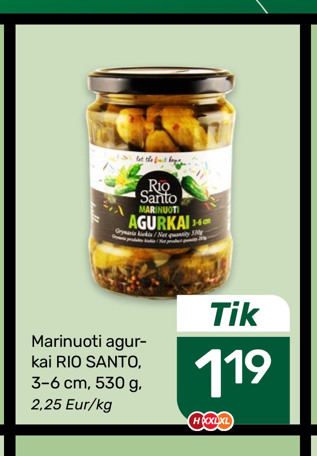 Marinuoti agurkai RIO SANTO, 6 cm