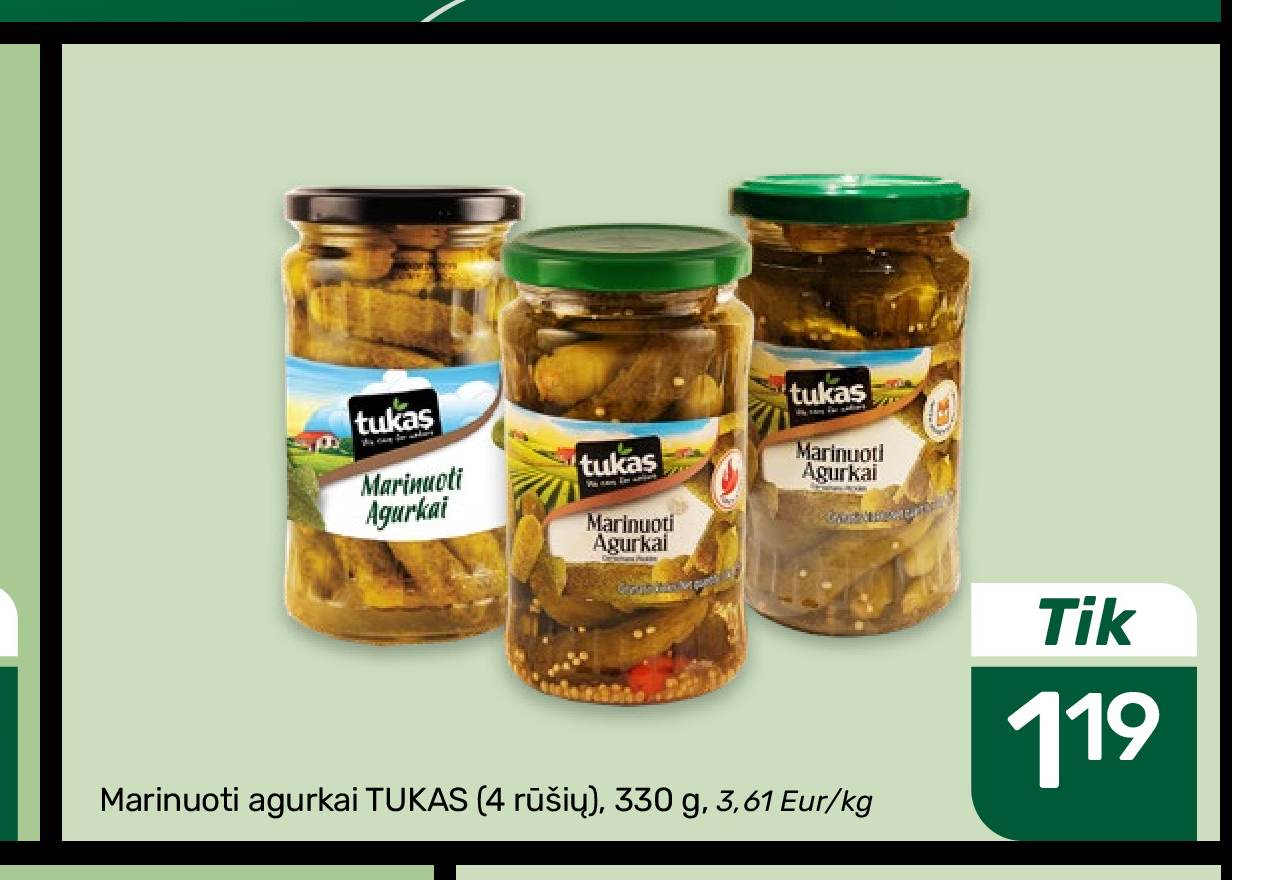 Marinuoti agurkai TUKAS, 330 g