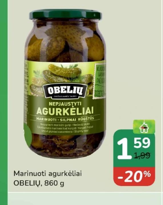 Marinuoti agurkliai OBELIŲ, 860 g