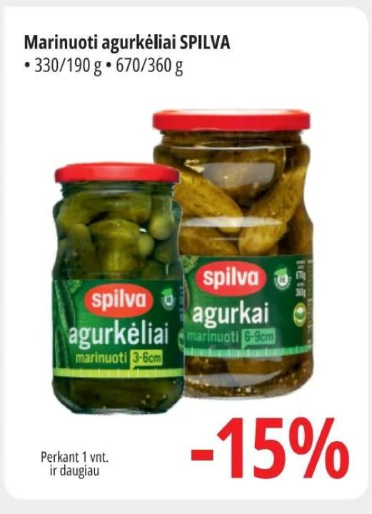 Marinuoti agurkliai SPILVA, 190 g