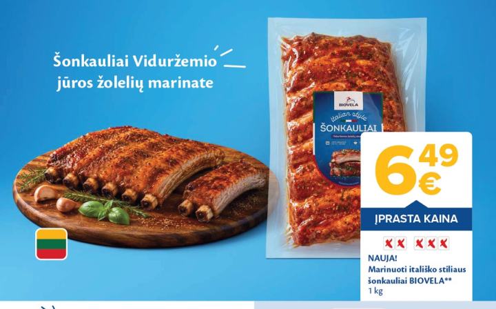 Marinuoti itališko stiliaus šonkauliai BIOVELA, 1 kg