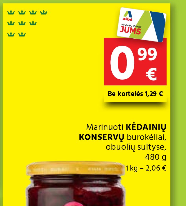 Marinuoti KĖDAINIŲ KONSERVŲ burokėliai, obuolių sultyse, 480 g