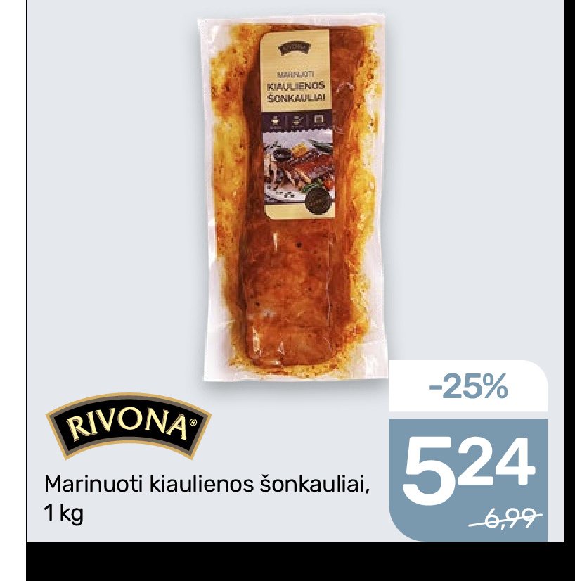 Marinuoti kiaulienos šonkauliai RIVONA, 1 kg