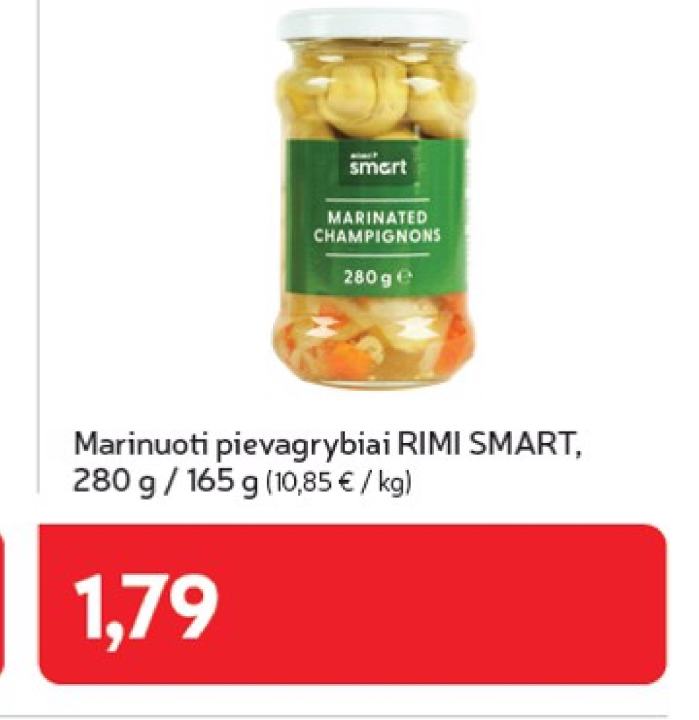 Marinuoti pievagrybiai RIMI SMART, 280 g