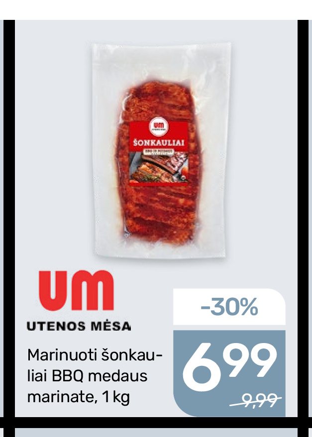 Marinuoti šonkauliai BBQ medaus marinate, 1 kg