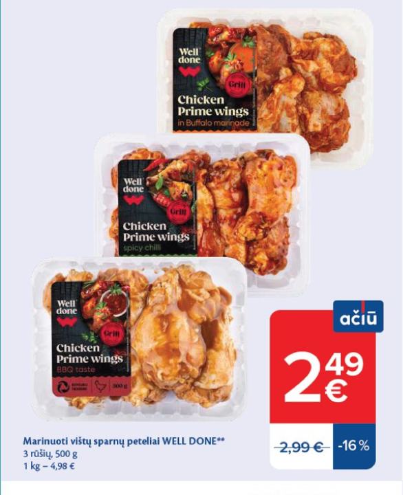 Marinuoti vištų sparnų peteliai WELL DONE, 500 g