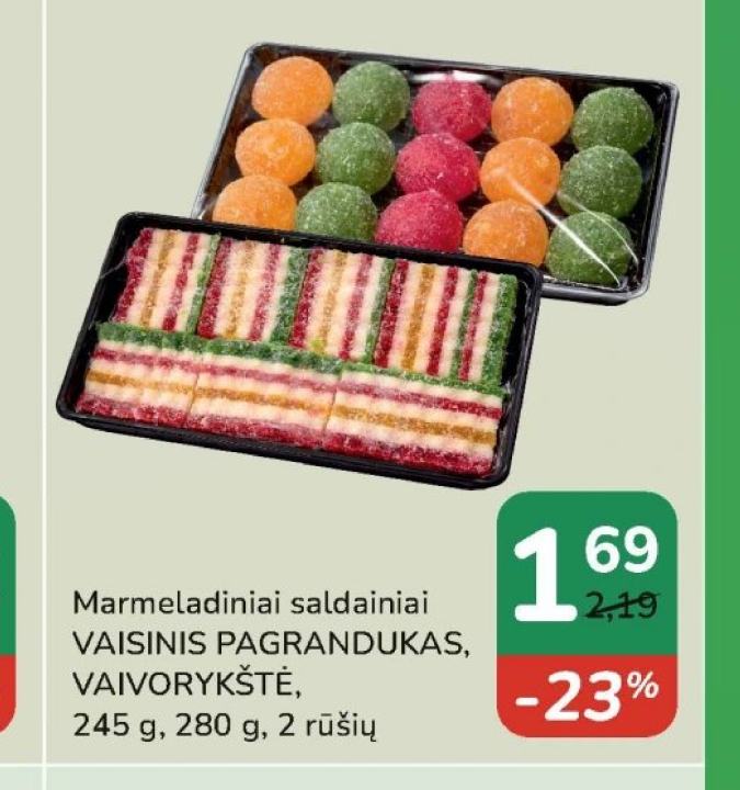 Marmeladiniai saldainiai VAISINIS PAGRANDUKAS, VAIVORYKŠTĖ, 245 g