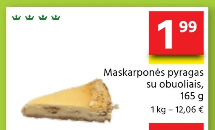 Maskarponės pyragas su obuoliais, 165 g