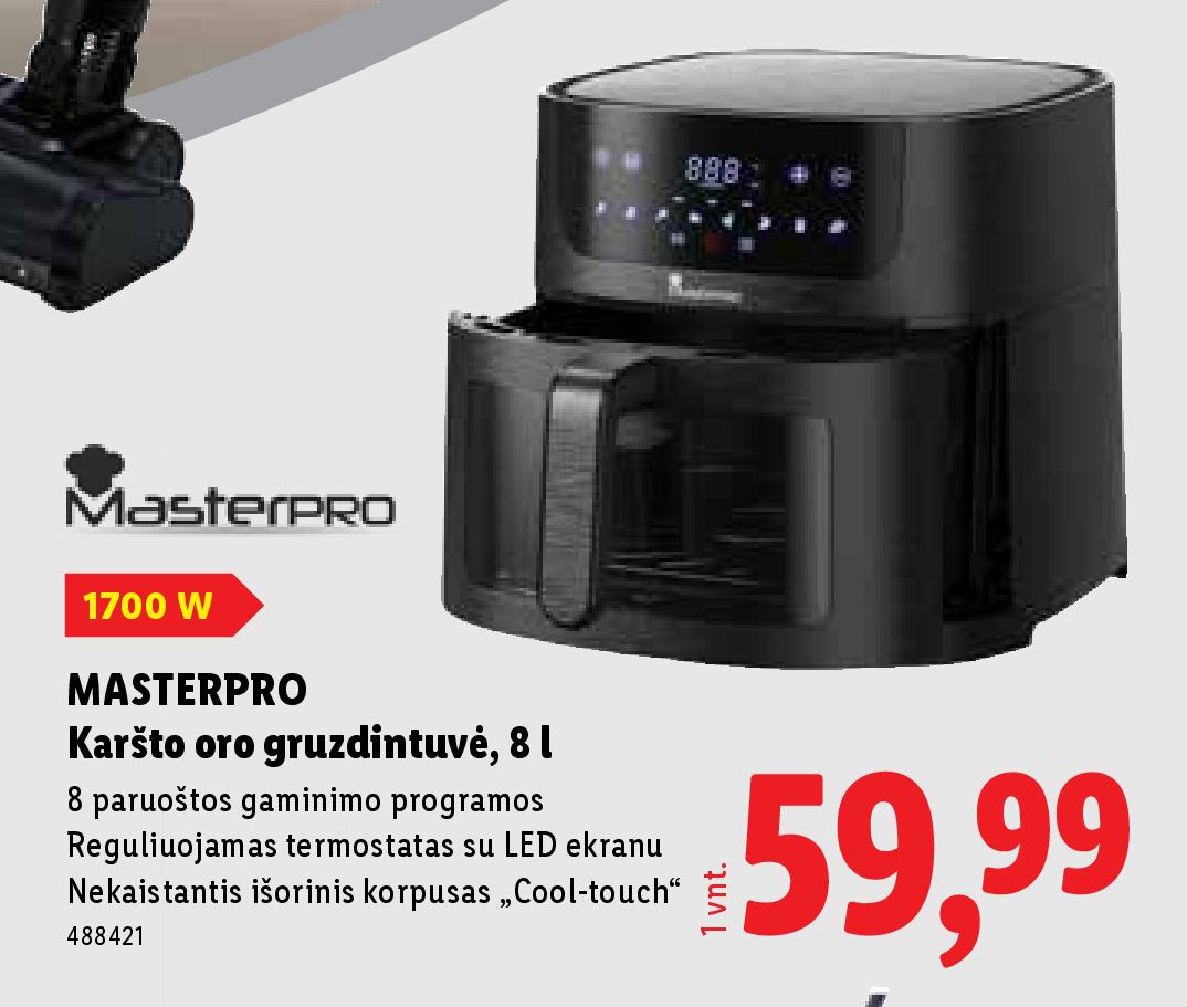 MASTERPRO Karšto oro gruzdintuvė, 8 l
