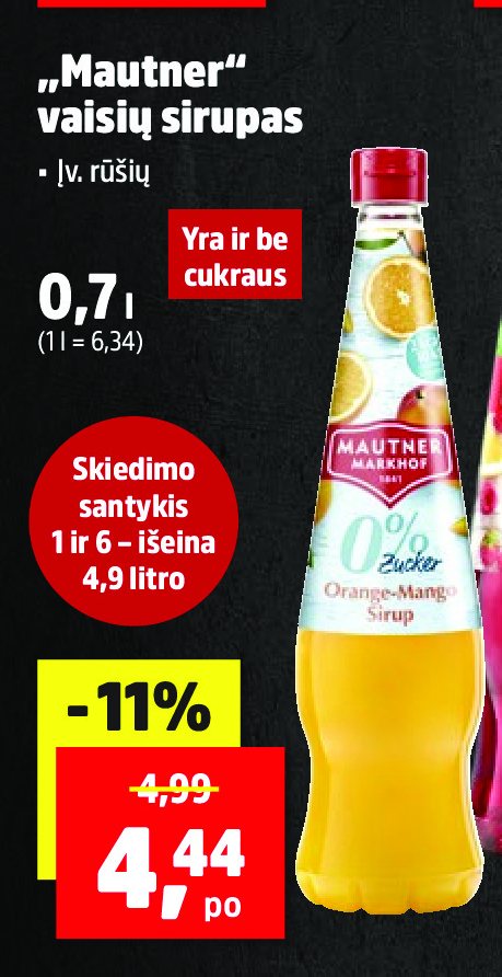 „Mautner“ vaisių sirupas, 0.7 l