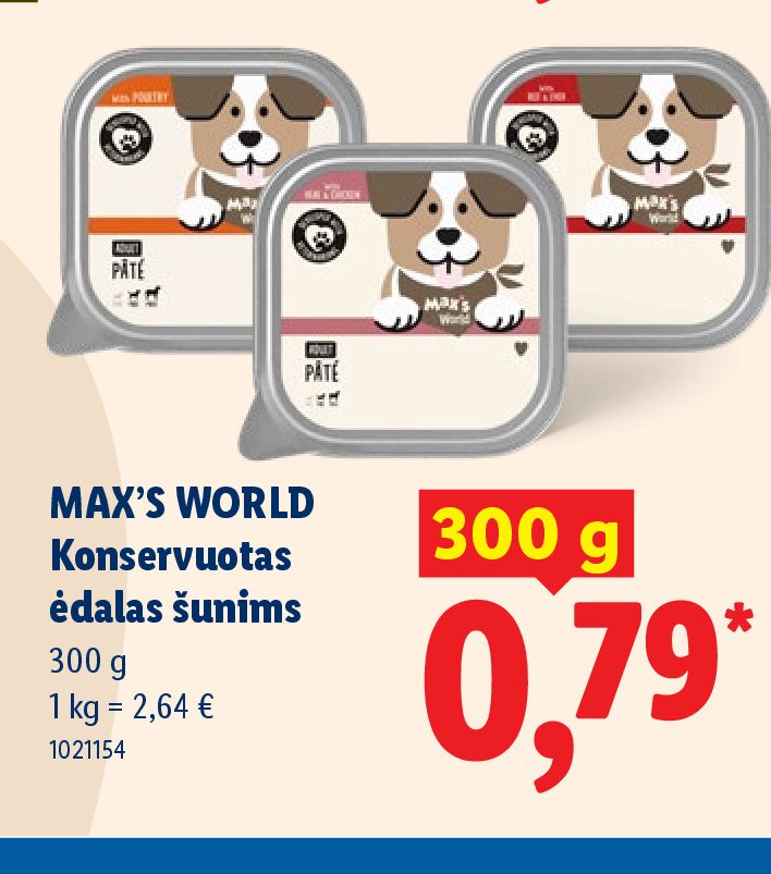 MAX'S WORLD Konservuotas ėdalas šunims, 300 g