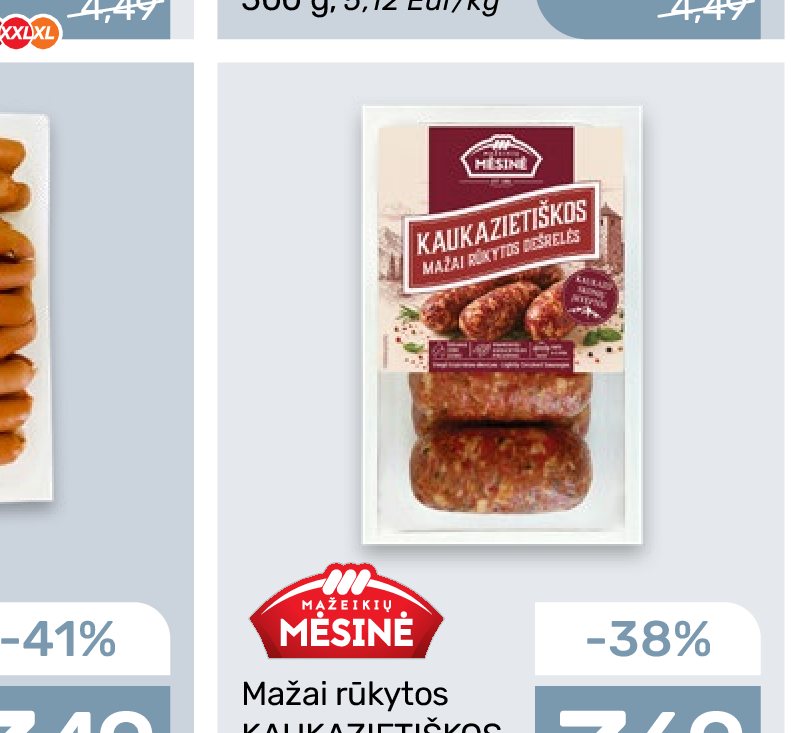 Mažai rūkytos KAUKAZIETIŠKOS dešrelės, 530 g